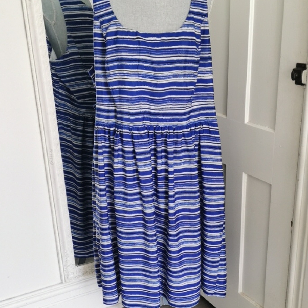 City Chic Blue and White Striped Midi Dress
